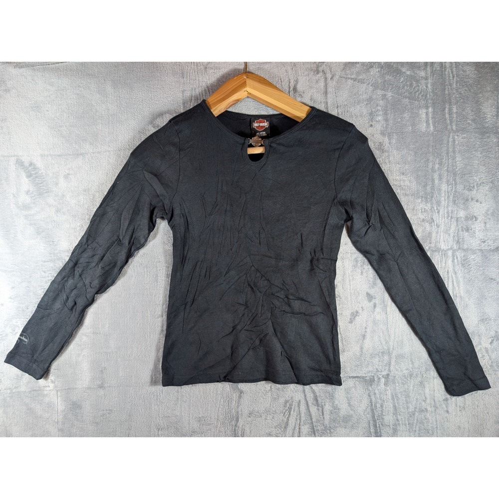 Vintage Harley-Davidson Women's Long Sleeve Keyhole Shirt Made in USA Large